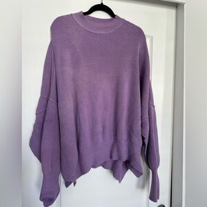 Free People Purple Crew Neck Sweater with Relaxed Fit